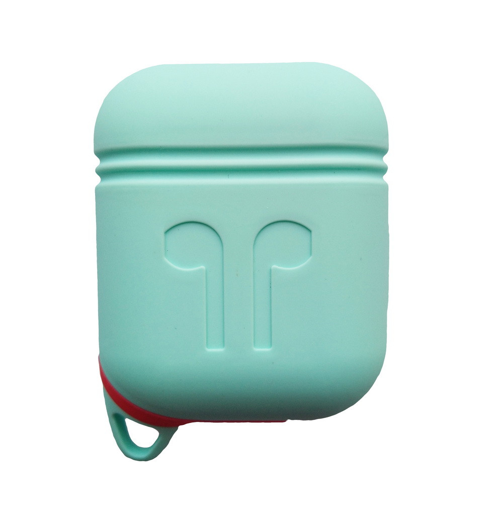 Чохол + карабін для навушників Apple AirPods (Alitek 2 в 1) Aqua, фото 1