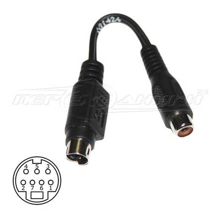 Перехідник штекер 7 pin S-Video — гніздо RCA, фото 1