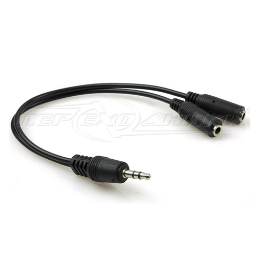 Аудіосплітер розгалужувач для навушників, 0.15 м чорний