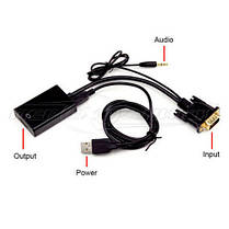 Конвертер VGA to HDMI 1080p + Audio, чорний, фото 5
