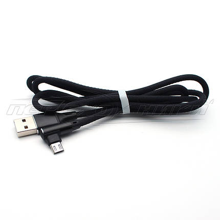 Кабель USB 2.0 — micro USB кутовий, у сітці чорний (Тип 2), 1 м, фото 1