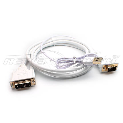 Конвертер DVI-D (24+1) to VGA + дод. живлення USB, кабель 1.8 м, фото 1