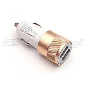 Автомобільний зарядний пристрій USB 2.4 A (2USB), gold, фото 2