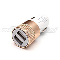 Автомобільний зарядний пристрій USB 2.4 A (2USB), gold, фото 2