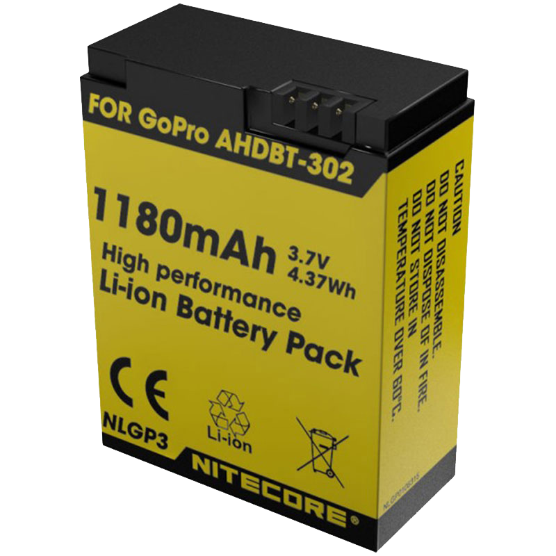 Акумулятор AHDBT-302 (1180mAh) Nitecore NLGP3 для GoPro