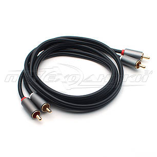 Кабель аудіо 2RCA-2RCA (висока якість) New Design, 1 м, фото 3