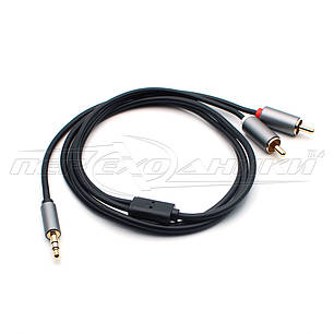 Аудіокабель jack 3.5 mm to 2RCA (висока якість) New Design, 1 м, фото 3