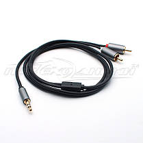 Аудіокабель jack 3.5 mm to 2RCA (висока якість) New Design, 1 м, фото 4
