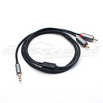 Аудіокабель jack 3.5 mm to 2RCA (висока якість) New Design, 1 м, фото 5