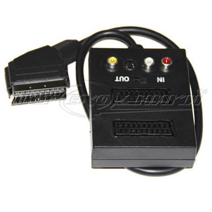 Перехідник SCART — 2xSCART гнізда, 3хRCA гнізда, S-Video гніздо, з перемикачем, фото 1