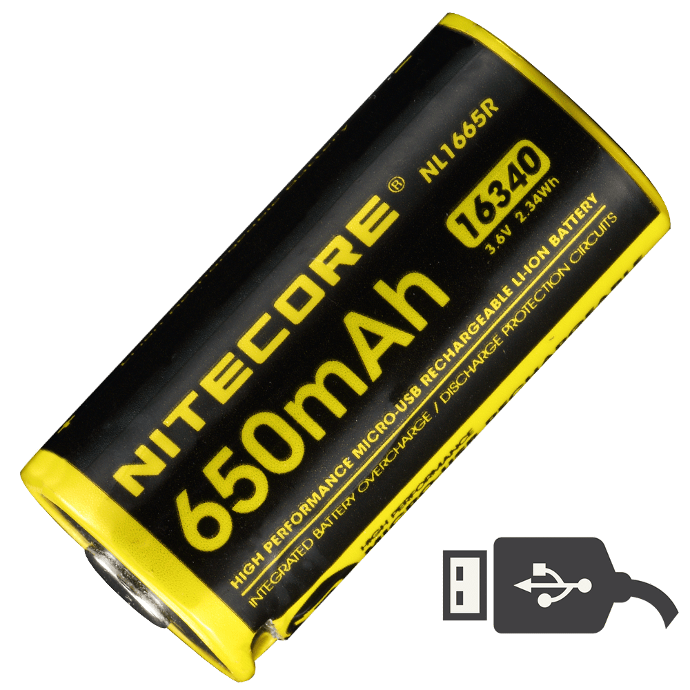 Акумулятор RCR123A (650mAh) Nitecore NL1665R