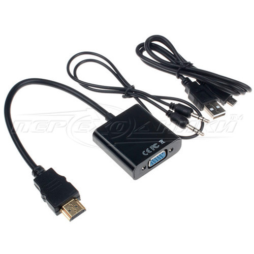 Конвертер HDMI to VGA +3.5 Audio + micro USB живлення
