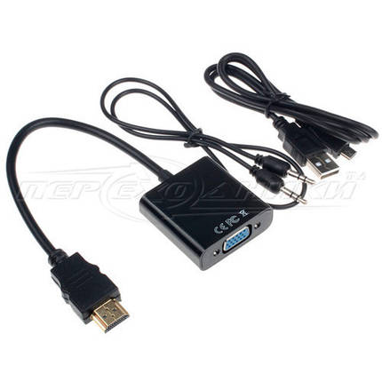 Конвертер HDMI to VGA +3.5 Audio + micro USB живлення, фото 1