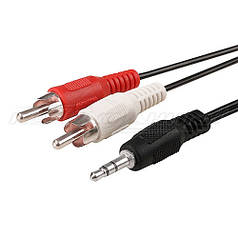 Аудіокабель jack 3.5 mm to 2RCA (економність), 1.5 м
