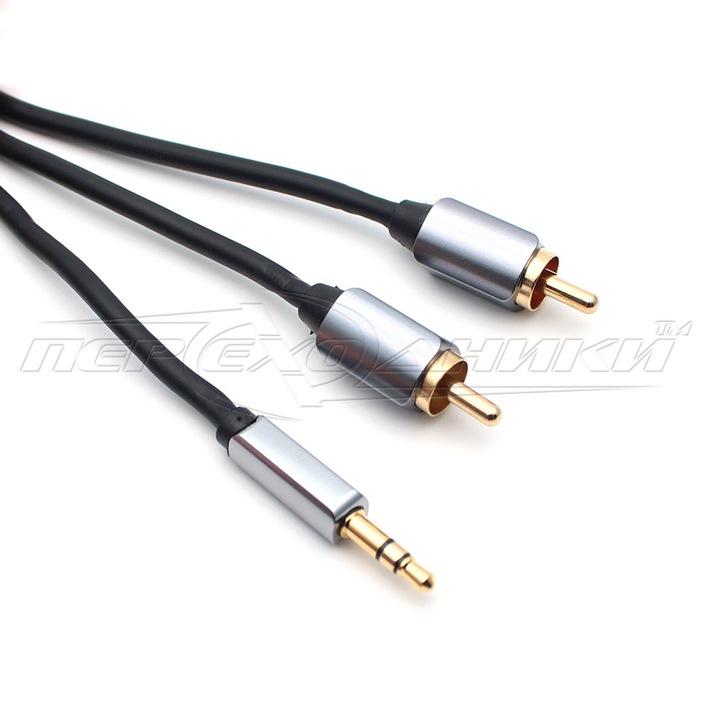 Аудіокабель jack 3.5 mm to 2RCA (преміум'якість), 1 м