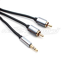 Аудио кабель jack 3.5 mm to 2RCA (премиум качество), 1 м