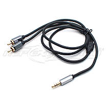 Аудіокабель jack 3.5 mm to 2RCA (преміум'якість), 1 м, фото 3