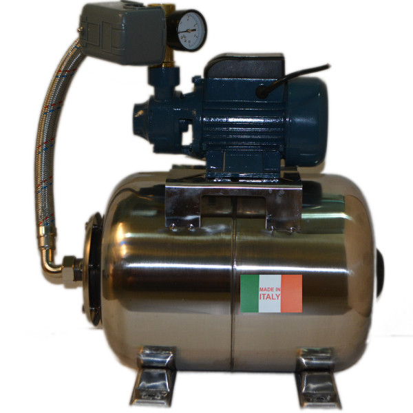 Насосна станція на базі насоса QB60/PKM60 HWD(Grundfos) гарантія 2 роки на баку 50 л Італія, нержавіюча сталь, фото 1