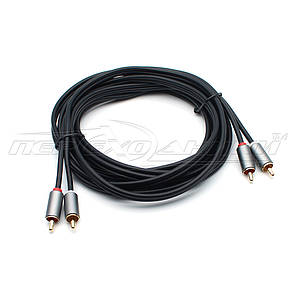 Кабель аудіо 2RCA-2RCA (висока якість) New Design, 3 м, фото 2
