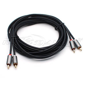 Кабель аудіо 2RCA-2RCA (висока якість) New Design, 3 м, фото 3