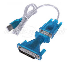 Кабель USB 2.0 to RS-232 DB9 Com (CH340) + переходник DB25, 1 м