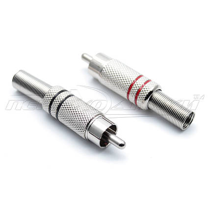 Роз'єм штекер RCA під шнур із пружиною (метал), Silver, фото 1
