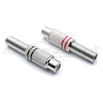 Роз'єм гніздо RCA під шнур із пружиною (метал), Silver, фото 1