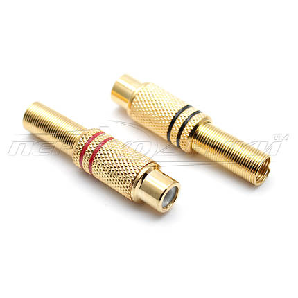 Роз'єм гніздо RCA під шнур із пружиною (метал), Gold, фото 1