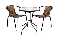 Садові меблі BISTRO RATTAN Круглий столик + 2 стільці