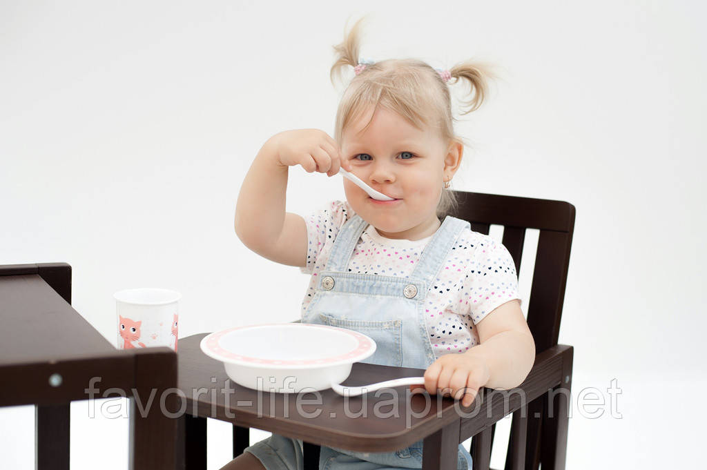 Детский стульчик для кормления Детский сон "Малятко" орех (59047) - фото 4 - id-p714711221
