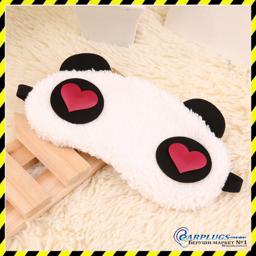 Маска для сну Silenta "Панда — червоні сердечка".