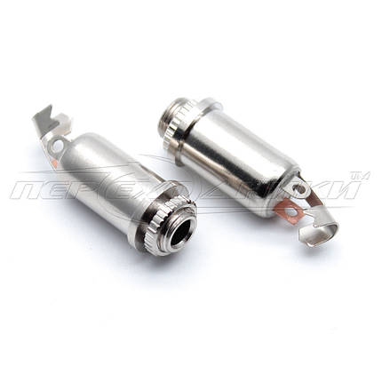 Роз'єм гніздо 3.5 мм стерео, монтажне на панель (метал), з гайкою, фото 1