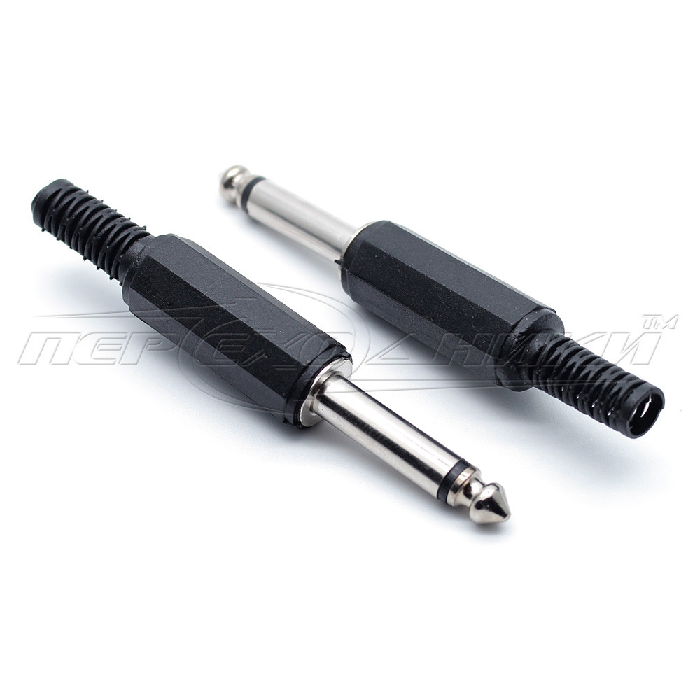 Роз'єм штекер 6.3 мм моно на кабель (пластик)