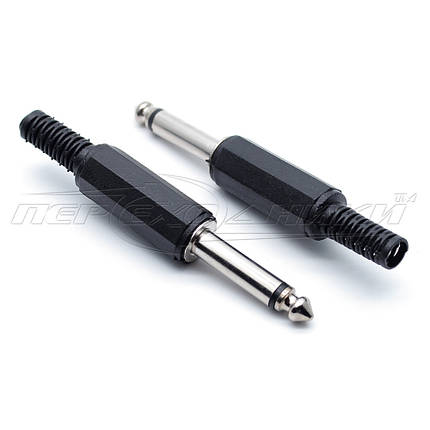 Роз'єм штекер 6.3 мм моно на кабель (пластик), фото 1