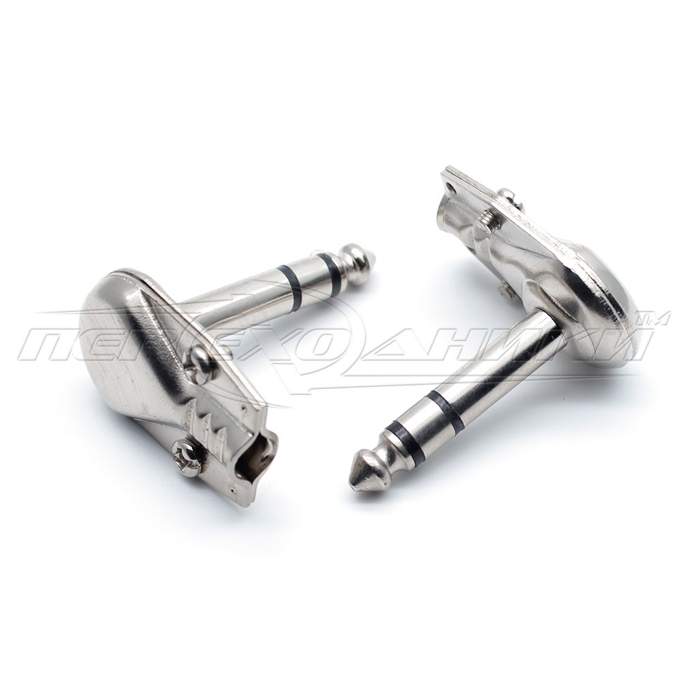 Роз'єм штекер 6.3 мм стерео кутовий (метал)