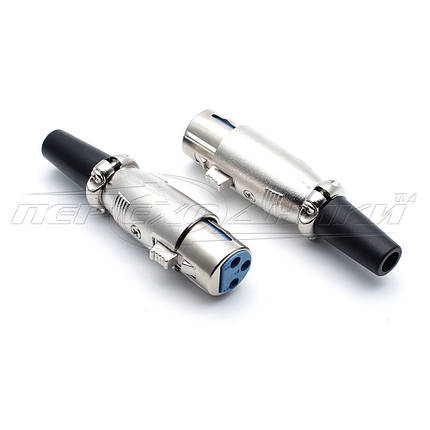 Роз'єм гніздо XLR (Canon) 3 pin на кабель із гвинтовим затискачем (метал), фото 1