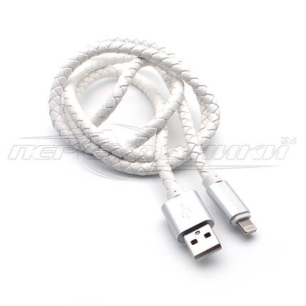 Преміум кабель USB to Lightning, шкіряне плетіння, 1м, фото 2