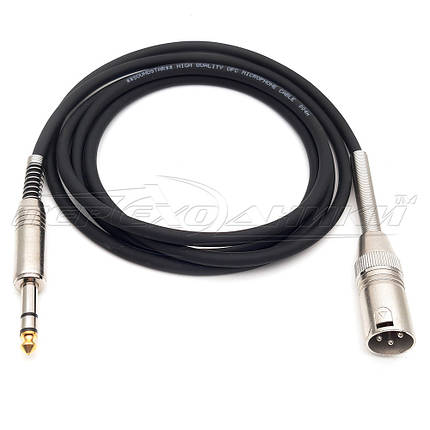 Кабель 6.3 стерео на роз'єм XLR 3 Pin у екрані (тато), пружина, преміум, фото 1