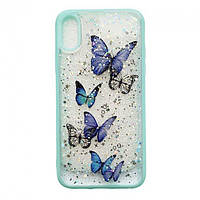 Чохол накладка для Apple iPhone X/Xs Alitek Batterfly Метелики з блискітками Mint