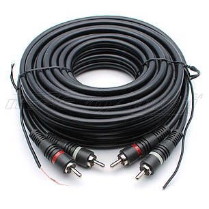 Кабель аудіо 2RCA-2RCA + жила (висока якість), 5 м, синій, фото 1