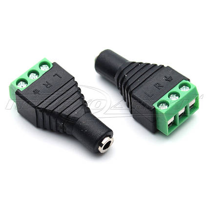 Роз'єм гніздо 3.5 мм стерео з клемною колодкою (пластик), фото 1