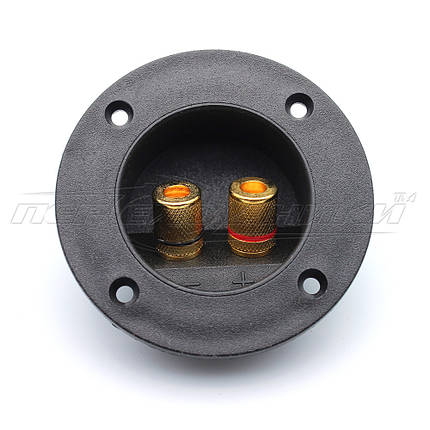 Термінал на 2 гнізда Banan, метал, gold, діам.- 83 мм, фото 1