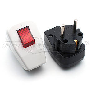 Вилка електрична з вимикачем 16A EU, кутова,біла, фото 1