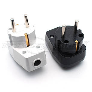 Вилка електрична з вимикачем 16A EU, кутова,біла, фото 2