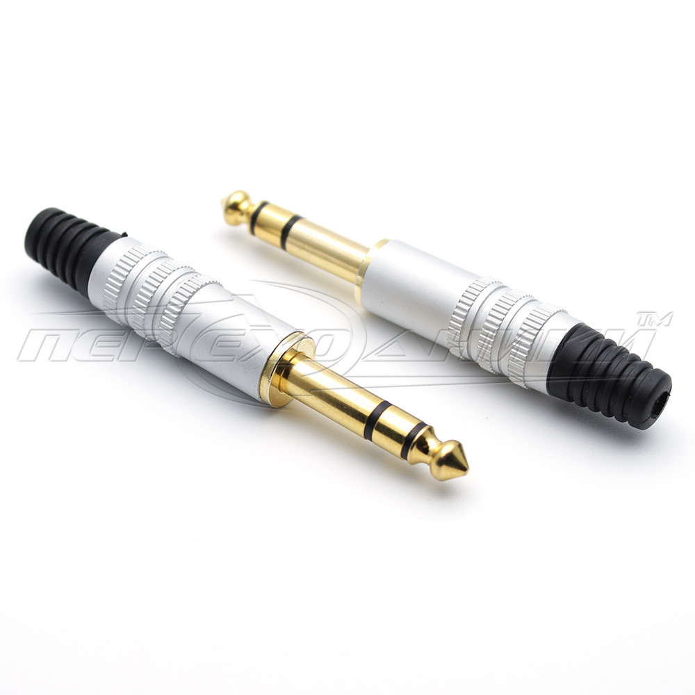 Роз'єм штекер 6.3 мм стерео HQ на кабель "SoundProf Line" (метал), Silver-Gold