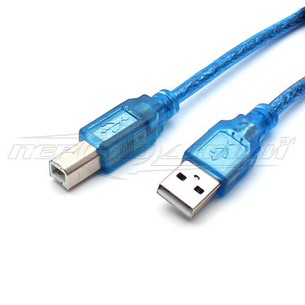 Кабель USB 2.0 AM-BM з феритом для принтера, синій, 5 м, фото 1