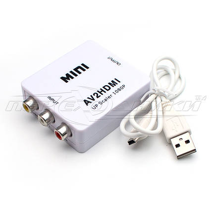 Конвертер AV (RCA) to HDMI + Audio, питание mini USB, фото 2