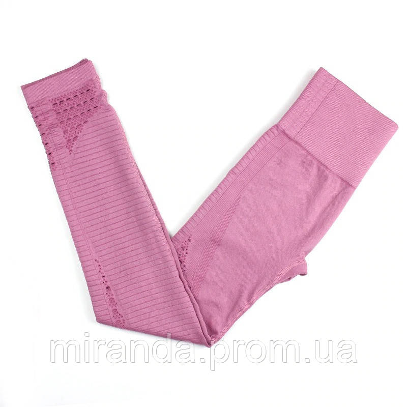 Спортивный костюм женский бесшовный компрессионный для фитнеса. Комплект лосины и топ, размер M (розовый) - фото 7 - id-p1116478372