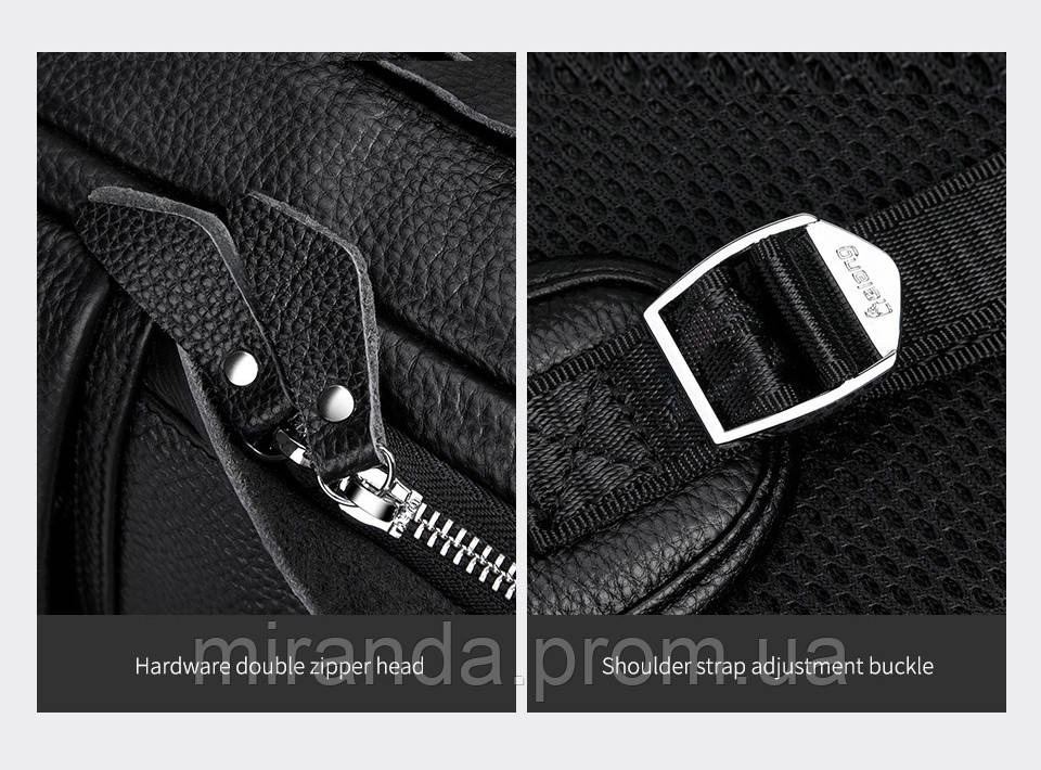 Рюкзак мужской городской кожаный LIELANG. Ранец из натуральной кожи (черный) - фото 10 - id-p1150284688