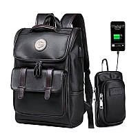 Рюкзак городской мужской LIELANG с USB портом. Мужской рюкзак для ноутбука Черный + СУМКА